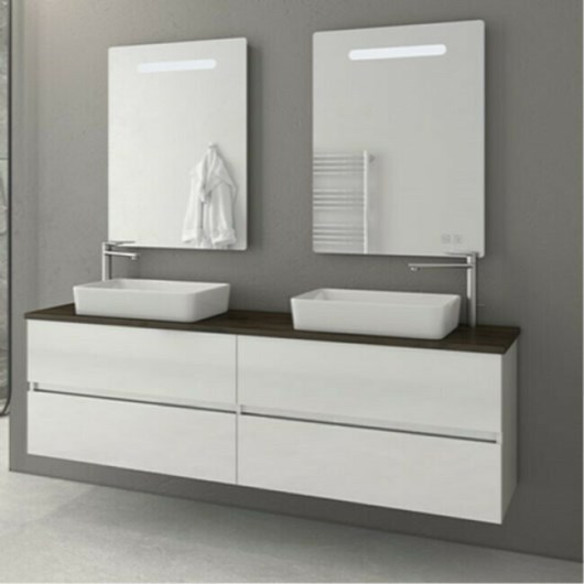 Drop Luxus 160 Πάγκος με Νιπτήρα & Καθρέπτη με Φως 163x41x50cm White Top