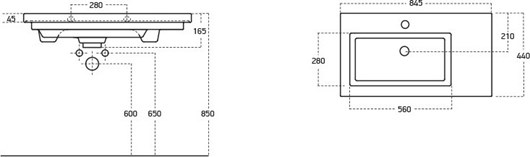 Drop Luxus 85 Πάγκος με Νιπτήρα & Καθρέπτη 81x40x50cm Λευκός