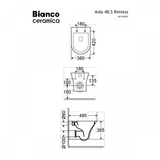 Bianco Ceramica Aida Λεκάνη Κρεμαστή Soft Close