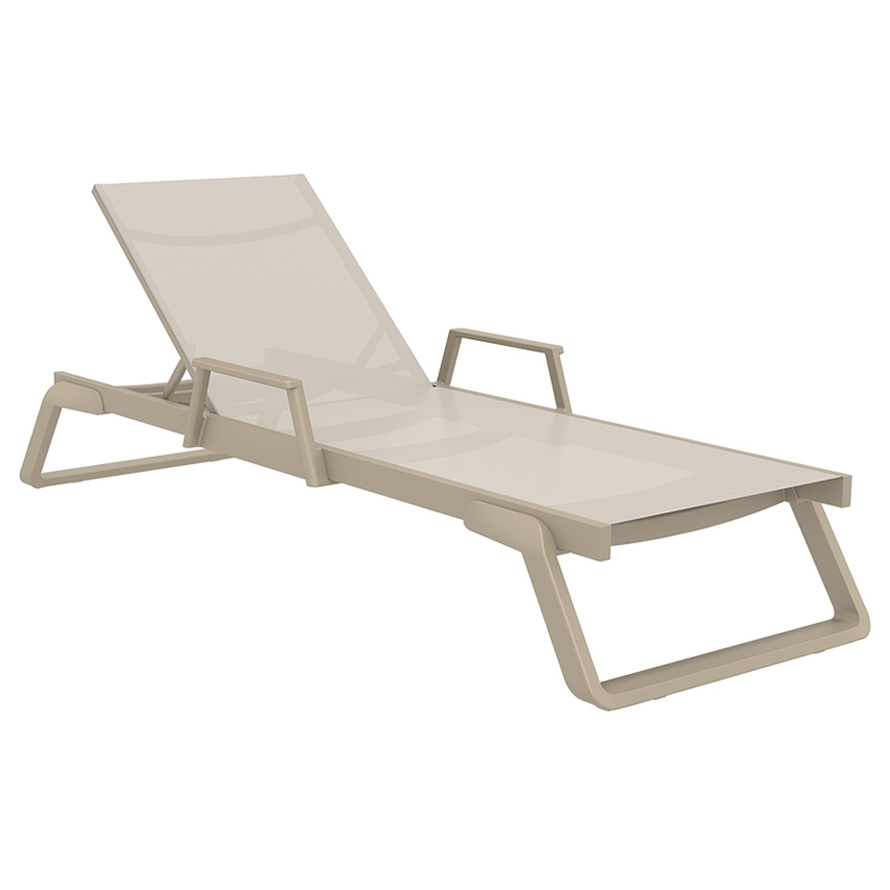 TROPIC ΞΑΠΛΩΣΤΡΑ ΜΕ ΜΠΡΑΤΣΑ TAUPE/TAUPE ΑΛΟΥΜ-ΠΟΛ/ΝΙΟΥ 210X72X31εκ.