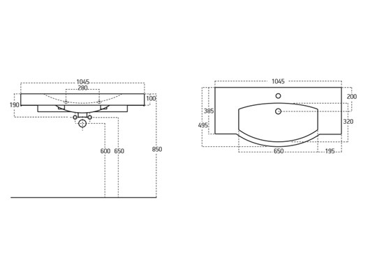 Drop Senso 105 L Πάγκος με Νιπτήρα & Καθρέπτη 102x38x50cm Λευκός