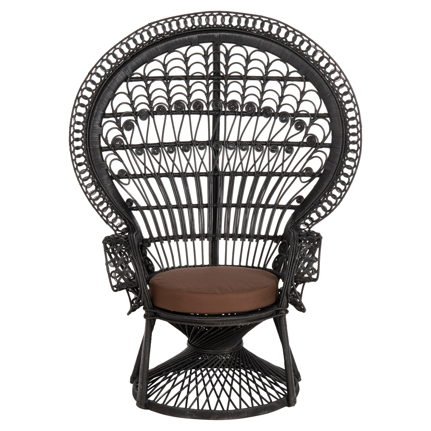 ΠΟΛΥΘΡΟΝΑ ROYAL PEACOCK HM9342.03 RATTAN ΜΑΥΡΟ-ΜΑΞΙΛΑΡΙ ΜΑΥΡΟ 114x72x150Yεκ.