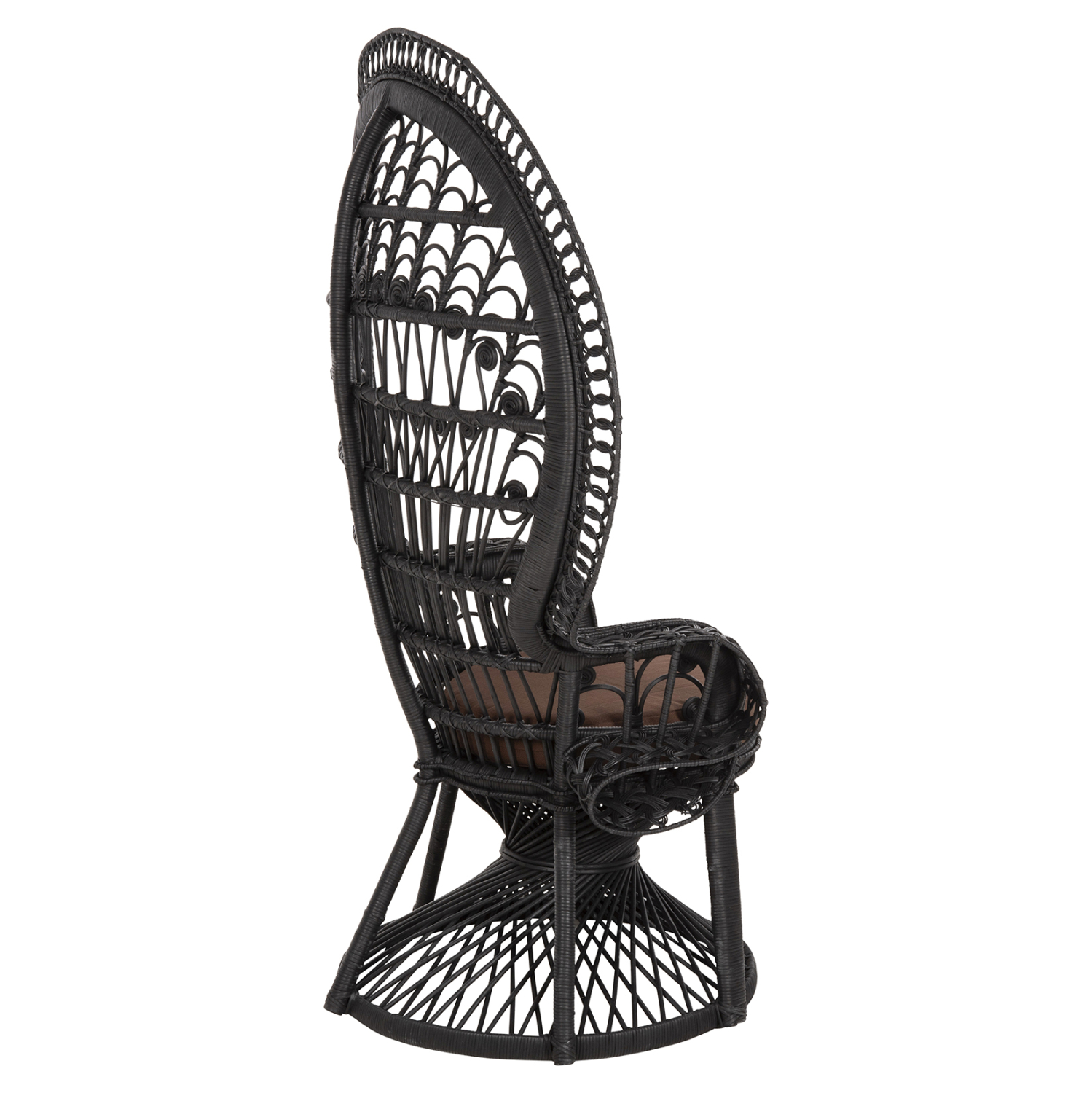 ΠΟΛΥΘΡΟΝΑ ROYAL PEACOCK HM9342.03 RATTAN ΜΑΥΡΟ-ΜΑΞΙΛΑΡΙ ΜΑΥΡΟ 114x72x150Yεκ.