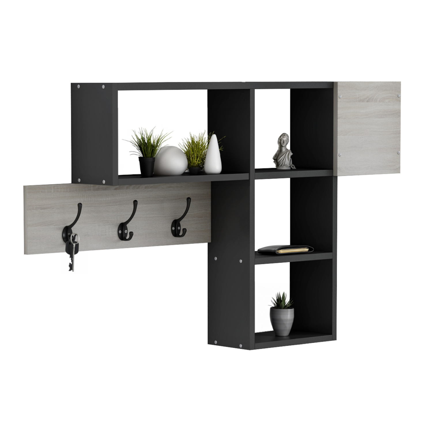 ΚΡΕΜΑΣΤΡΑ ΕΙΣΟΔΟΥ ΜΕ ΡΑΦΙΑ HARLAN HM8973.11 ΜΕΛΑΜΙΝΗ ΣΕ SONAMA-ΓΚΡΙ 99,5x15x61Υεκ.