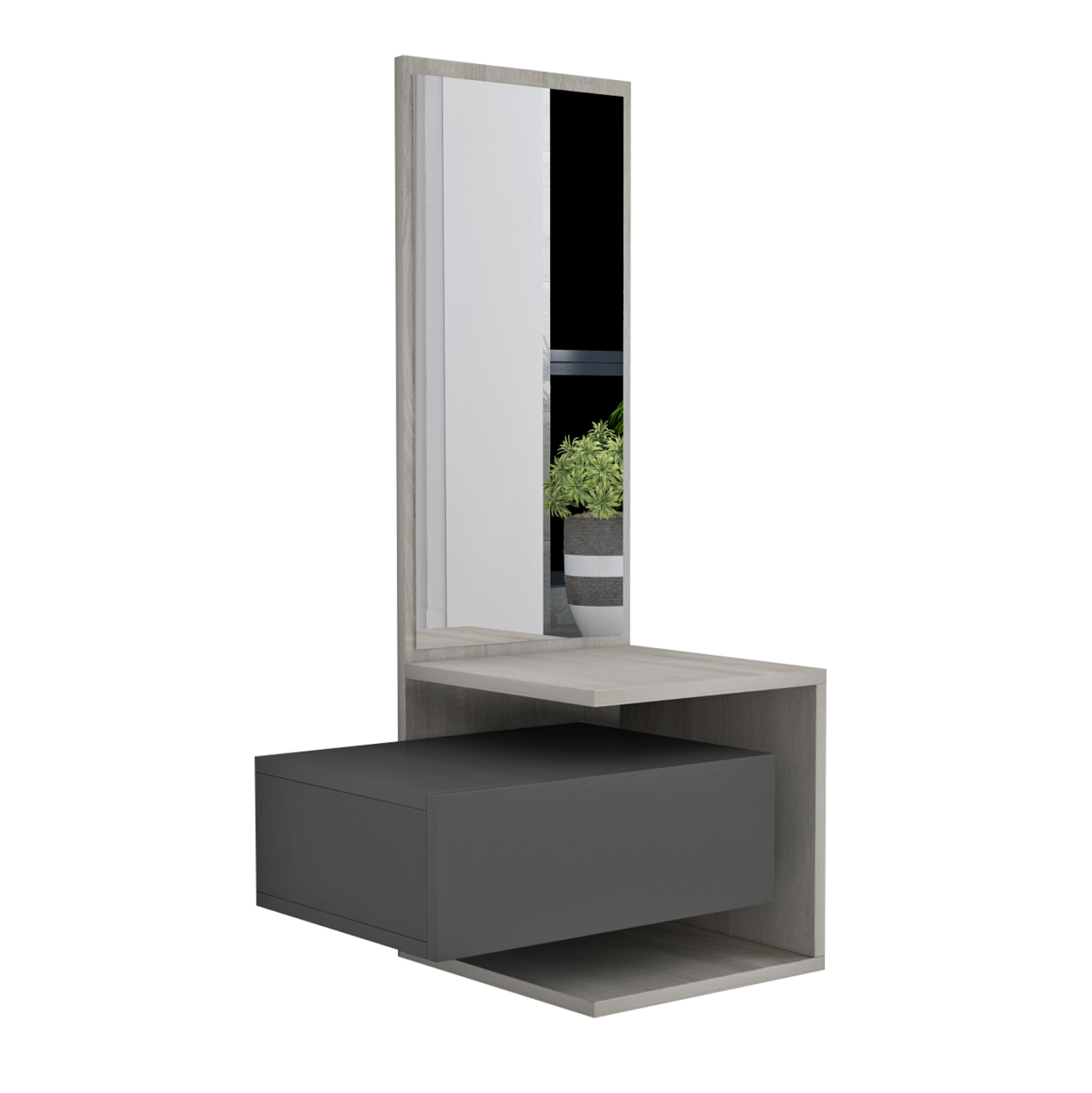 ΕΠΙΠΛΟ ΕΙΣΟΔΟΥ ΤΟΙΧΟΥ ΜΕ ΚΑΘΡΕΠΤΗ MEARA HM8984.11 ΜΕΛΑΜΙΝΗ ΣΕ SONAMA-ΓΚΡΙ 49,1x31,3x90Υεκ.