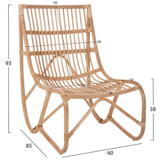 ΠΟΛΥΘΡΟΝΑ GRINN HM9815.01 ΡΑΒΔΟΙ RATTAN ΣΕ ΦΥΣΙΚΟ 56,5x73,5x79,5Υ εκ.