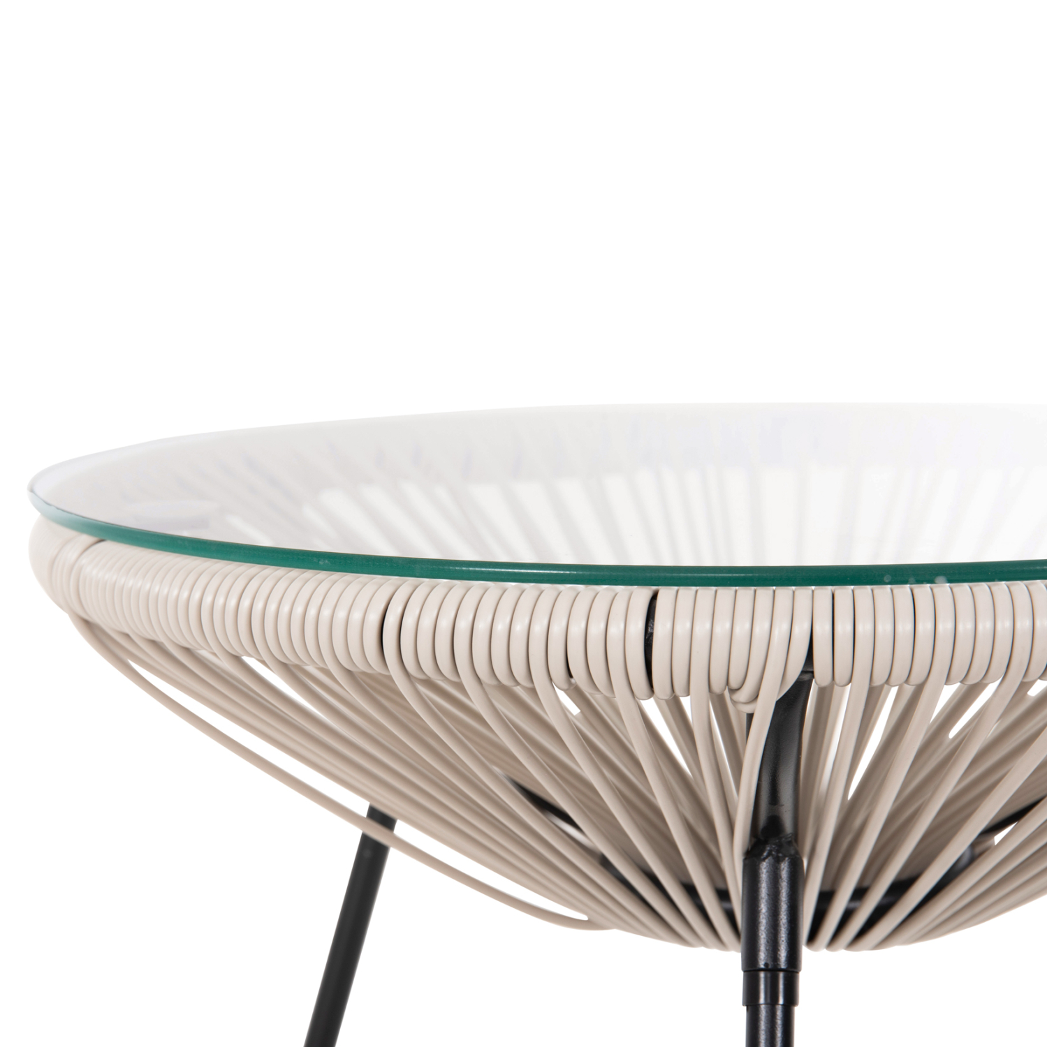 ΤΡΑΠΕΖΙ ΒΟΗΘΗΤΙΚΟ ALLEGRA HM5874.03 ΜΕΤΑΛΛΟ ΜΑΥΡΟ-ΣΥΝΘ. RATTAN ΜΠΕΖ Φ47x45Yεκ.