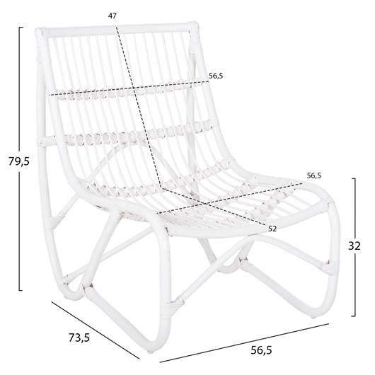 ΠΟΛΥΘΡΟΝΑ GRINN HM9815.03 ΡΑΒΔΟΙ RATTAN ΣΕ ΛΕΥΚΟ 56,5x73,5x79,5Υ εκ.