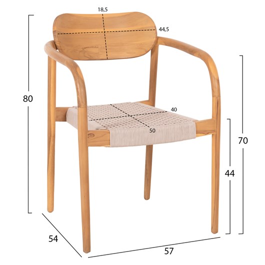 ΠΟΛΥΘΡΟΝΑ OSLO HM9636.07 ΞΥΛΟ TEAK ΦΥΣΙΚΟ & ΜΠΕΖ ΣΧΟΙΝΙ 55x54x80Yεκ.