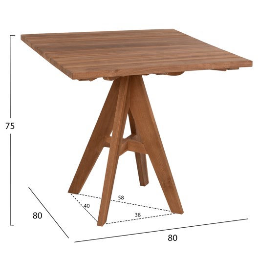 ΤΡΑΠΕΖΙ LEO HM9622.11 ΤΕΤΡΑΓΩΝΟ ΜΑΣΙΦ ΞΥΛΟ ΤΕΑΚ 80X80x75Υεκ.