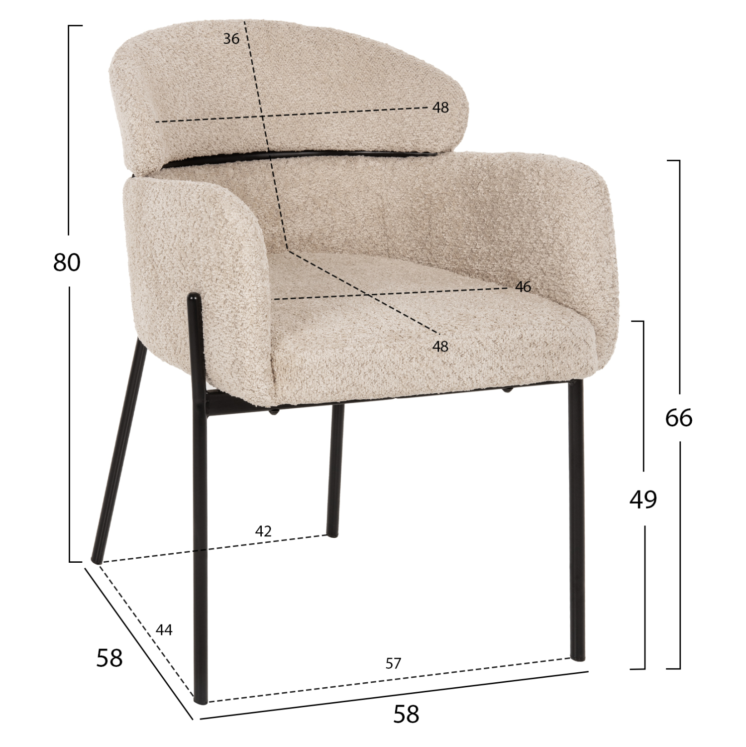ΠΟΛΥΘΡΟΝΑ WOLF HM8583.02 ΕΚΡΟΥ ΥΦΑΣΜΑ ΜΠΟΥΚΛΕ ΜΕ ΜΕΤΑΛΛΙΚΑ ΠΟΔΙΑ 56x62x80Yεκ.