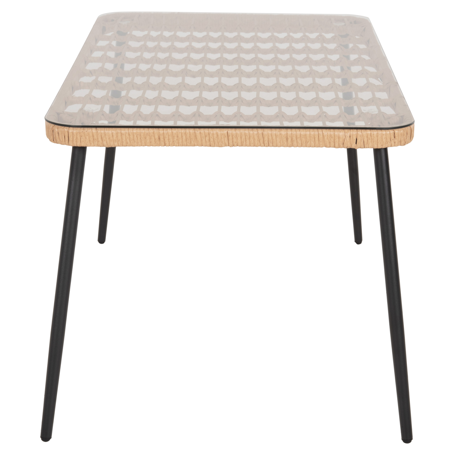 ΤΡΑΠΕΖΙ ΟΡΘΟΓΩΝΙΟ ALLEGRA HM5537.11 ΜΕΤΑΛ.ΜΑΥΡΟ-P.E. RATTAN ΦΥΣΙΚΟ 139,5x79,5x73Υεκ.