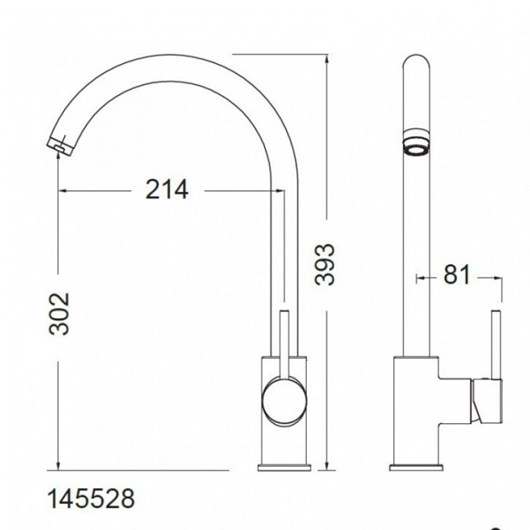 Eurorama Tonda 145528-400 Μπαταρία Κουζίνας Black Matt Με Υψηλό Περιστρεφόμενο Ρουξούνι