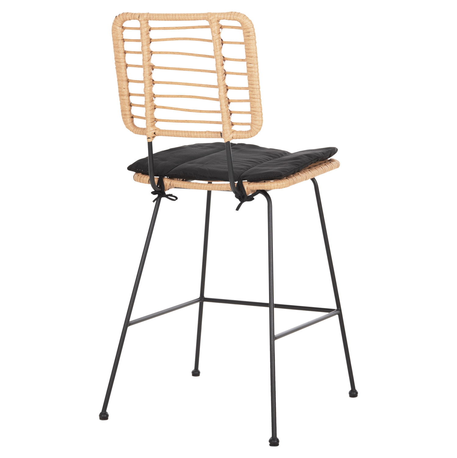 ΣΚΑΜΠΟ ΜΕΣ.ΥΨΟΥΣ ALLEGRA HM5644.11 ΜΕΤΑΛΛΟ&ΜΑΞΙΛΑΡΙ ΜΑΥΡΟ-WICKER ΜΠΕΖ 53x56x107Υεκ.