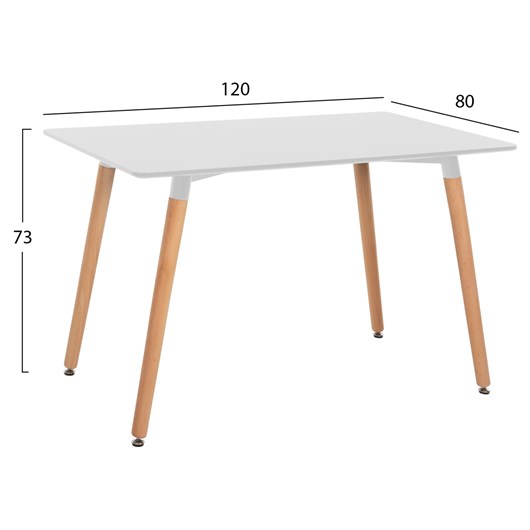 ΤΡΑΠΕΖΙ MINIMAL HM008.01 ΛΕΥΚΟ MDF, ΞΥΛΙΝΑ ΠΟΔΙΑ ΟΞΙΑ, 120Χ80X73Υ ΕΚ.