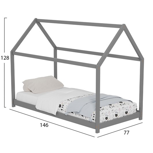 ΚΡΕΒΑΤΙ ΠΑΙΔΙΚΟ PEPE HM678.05 τ.MONTESSORI ΞΥΛΟ ΠΕΥΚΟ ΓΚΡΙ- 140x70εκ