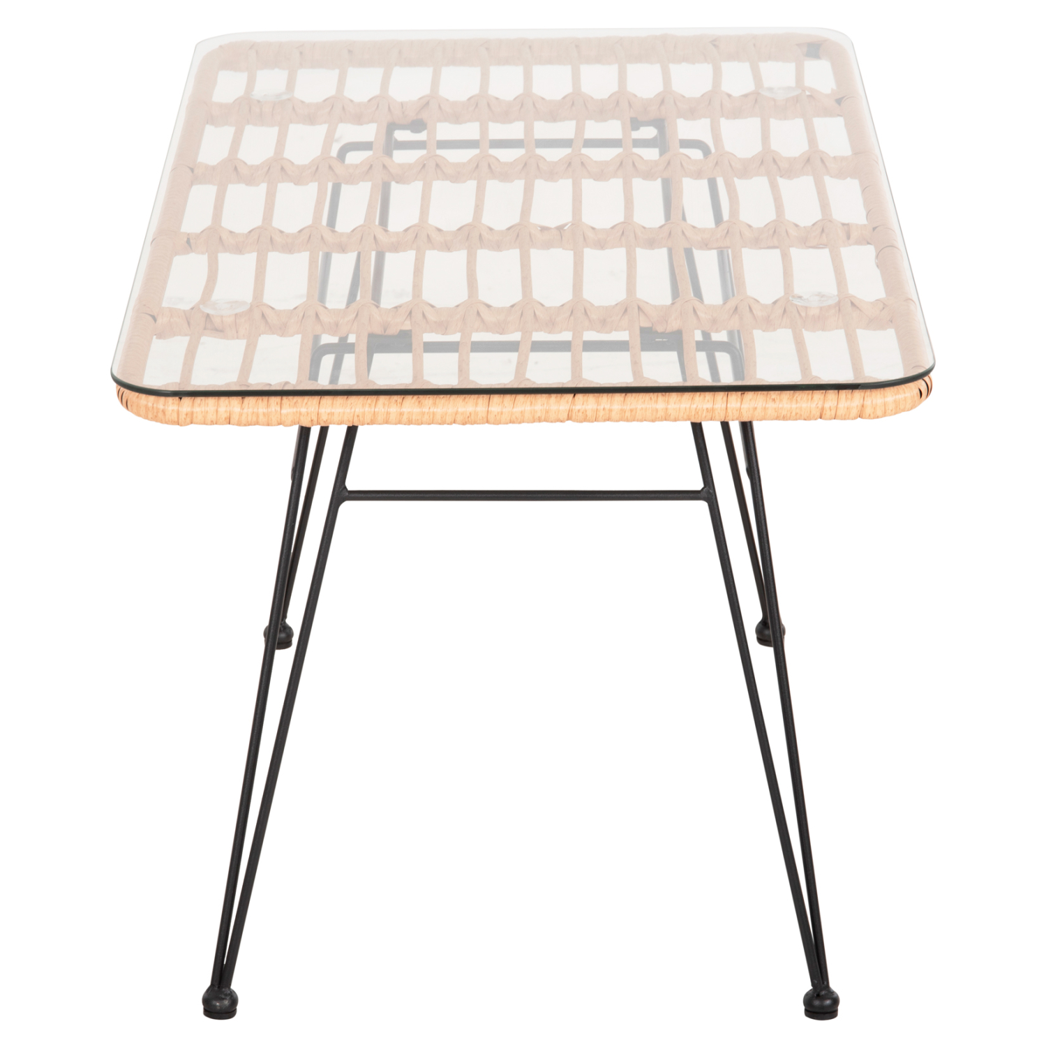 ΤΡΑΠΕΖΙ ΕΞ.ΧΩΡΟΥ ΧΑΜΗΛΟ ALLEGRA HM6076 ΜΑΥΡΟ ΜΕΤΑΛΛΟ-ΜΠΕΖ WICKER 95X55X51.5Yεκ.