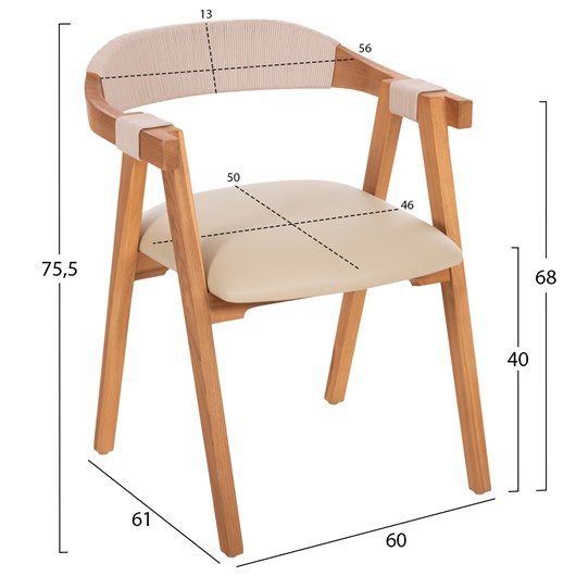 ΠΟΛΥΘΡΟΝΑ RIMINI HM9867.07 ΞΥΛΟ TEAK ΦΥΣΙΚΟ-ΜΠΕΖ ΣΧΟΙΝΙ & PU ΚΑΘΙΣΜΑ 60x61x75,5Υεκ.