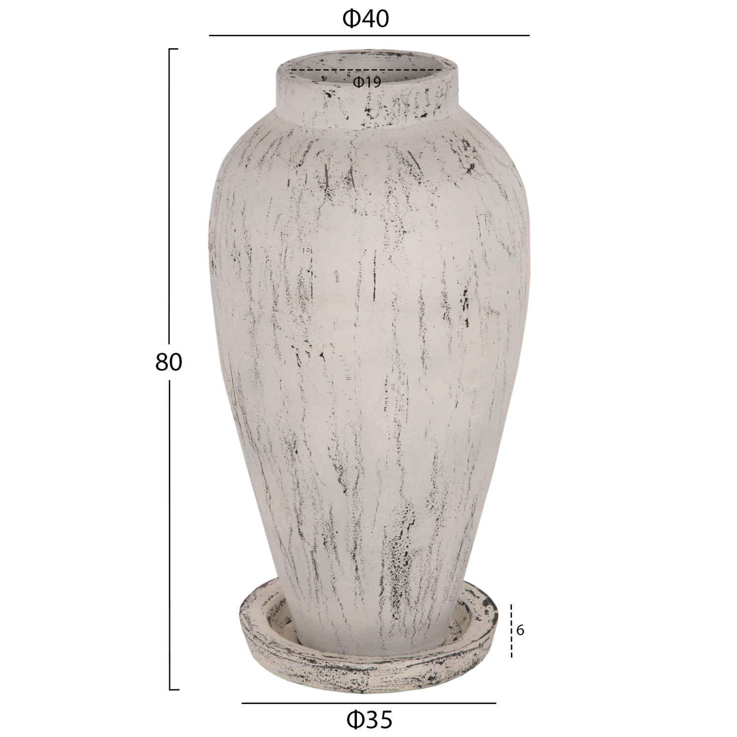 ΔΙΑΚΟΣΜΗΤΙΚΟ ΒΑΖΟ ΔΑΠΕΔΟΥ ΜΕ ΒΑΣΗ-ΠΙΑΤΑΚΙ LAUREL HM7938 ΤΕΡΑΚΟΤΑ- ΛΕΥΚΗ ΠΑΤΙΝΑ Φ40x80Yεκ.