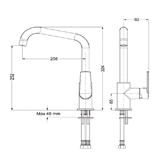 Eurorama Κlint 142515-100 Μπαταρία Κουζίνας Χρωμέ Με Υψηλό Περιστρεφόμενο Ρουξούνι