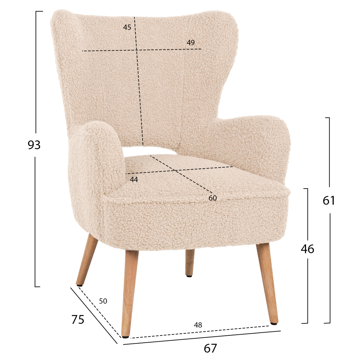 ΜΠΕΡΖΕΡΑ ΠΟΛΥΘΡΟΝΑ MYLIE ΛΕΥΚΟ ΜΠΟΥΚΛΕ HM8394.23 66x76x90Υ εκ.