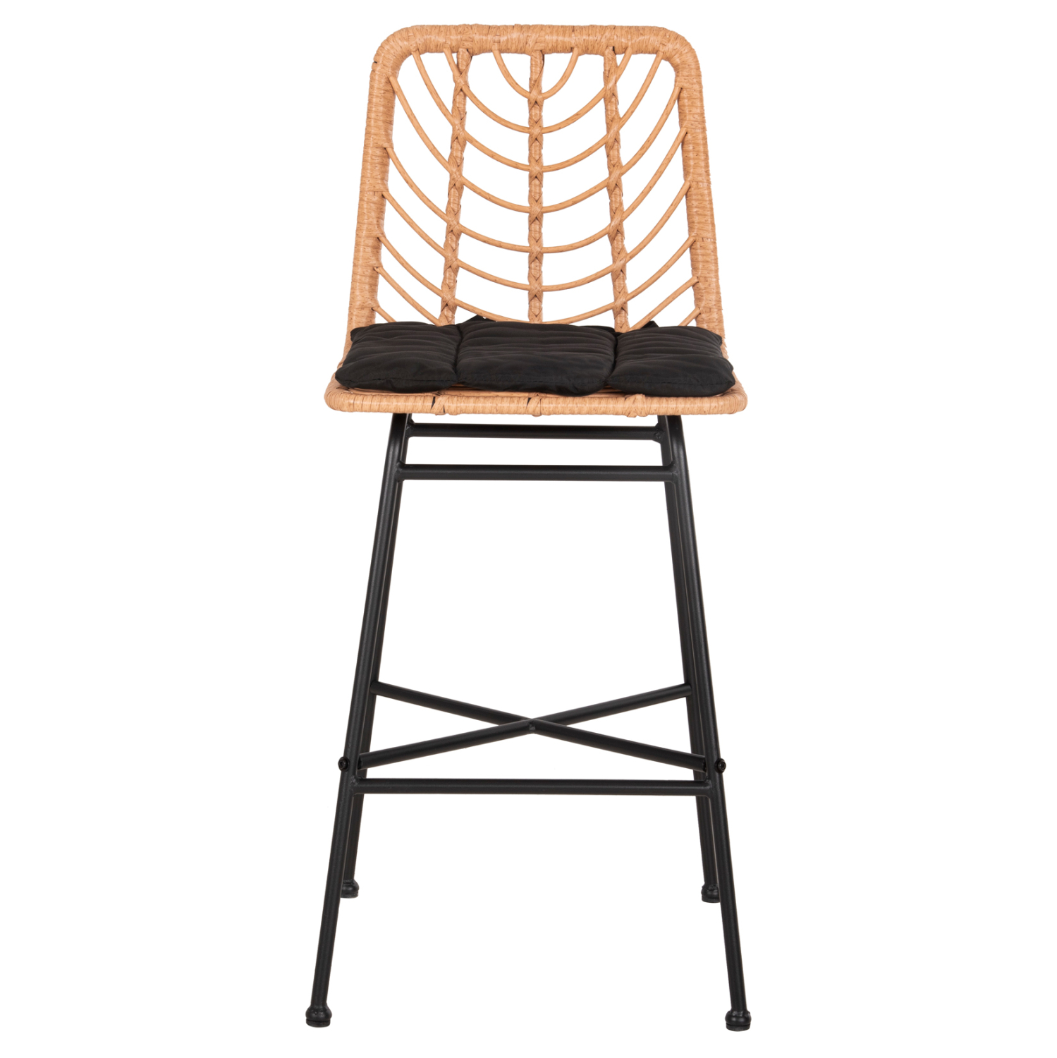 ΣΚΑΜΠΟ ΜΕΣ.ΥΨΟΥΣ GERALD HM5707.11 ΜΕΤΑΛΛΟ&ΜΑΞΙΛΑΡΙ ΜΑΥΡΟ-WICKER ΜΠΕΖ 47x47x101Υεκ.