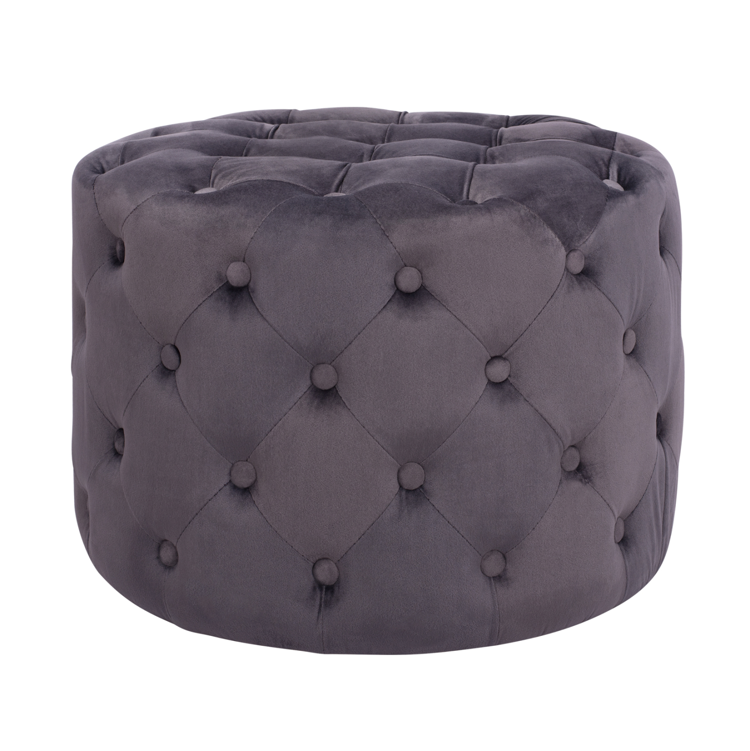 ΣΚΑΜΠΟ KASSIE ΓΚΡΙ ΒΕΛΟΥΔΟ ΤΥΠΟΥ CHESTERFIELD HM8406.01 Φ60x43Υ εκ.