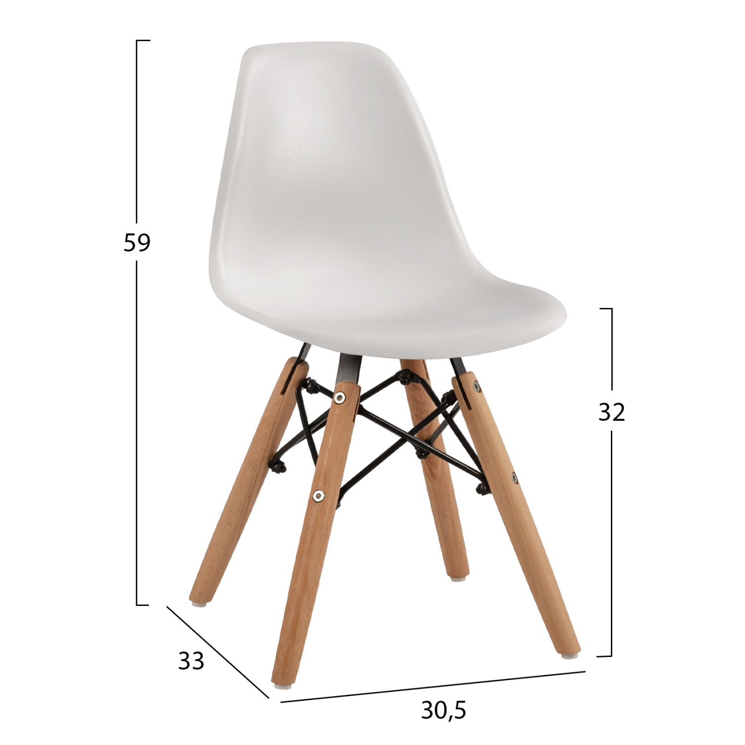 ΚΑΡΕΚΛΑ TWIST KID HM8453.01 ΞΥΛΙΝΑ ΠΟΔΙΑ Κ ΚΑΘΙΣΜΑ PP ΛΕΥΚΟ 31x34x55.5Υεκ