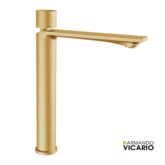 Μπαταρία Νιπτήρα Υψηλή με Βαλβίδα Clic-Clac Halo Vicario Brushed Gold