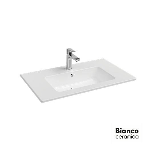 Νιπτήρας Πορσελάνης Flat 81,5x46,5 (1 οπή) Bianco Ceramica White