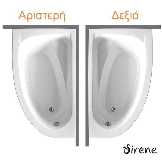 Μπανιέρα Ακρυλική MARINA 160x90 Right, Sirene White