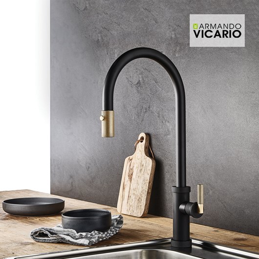 Μπαταρία Νεροχύτη Κουζίνας Urban Vicario Black Matt/Brushed Gold