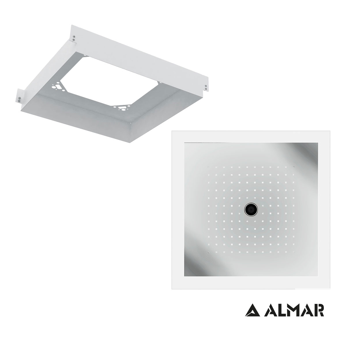 Κεφαλή Οροφής με Πλαίσιο Στήριξης ICICLE Χρωματοθεραπεία 47x47 ALMAR Inox Chrome