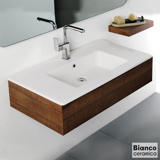 Νιπτήρας Πορσελάνης Flat 91,5x46,5 (1 οπή) Bianco Ceramica White