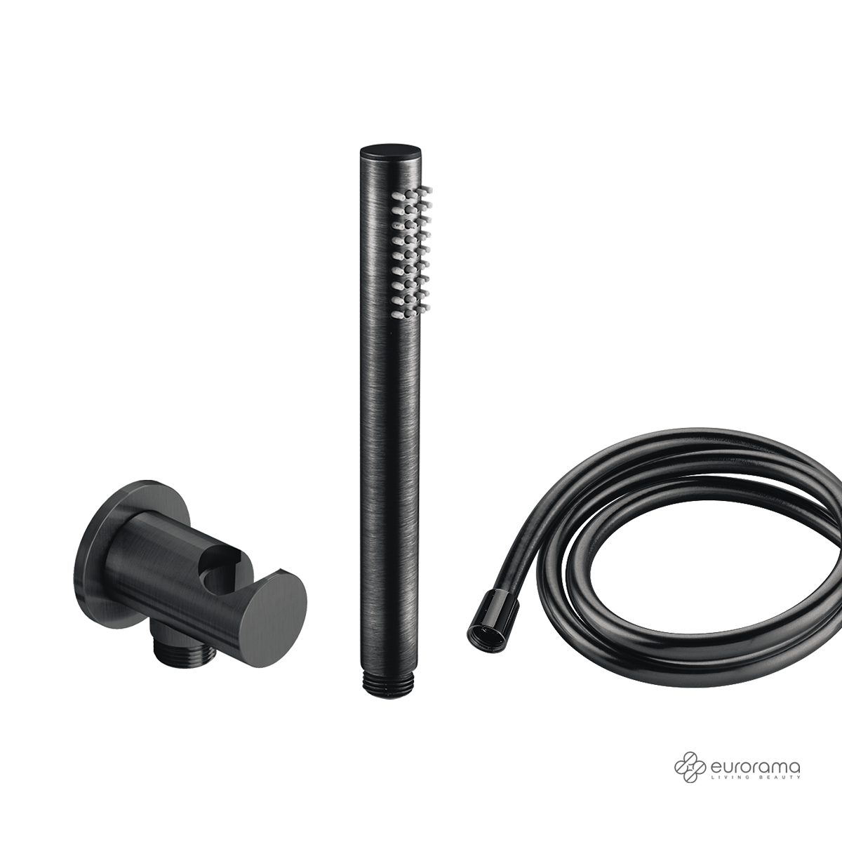 Επίτοιχη παροχή νερού με τηλέφωνο και σπιράλ, Black Brushed