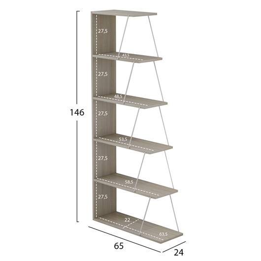 ΒΙΒΛΙΟΘΗΚΗ ΜΕΛΑΜΙΝΗΣ MINI TARS SONOMA ΛΕΥΚΟ HM2241.11 65x22-24x146Υεκ.