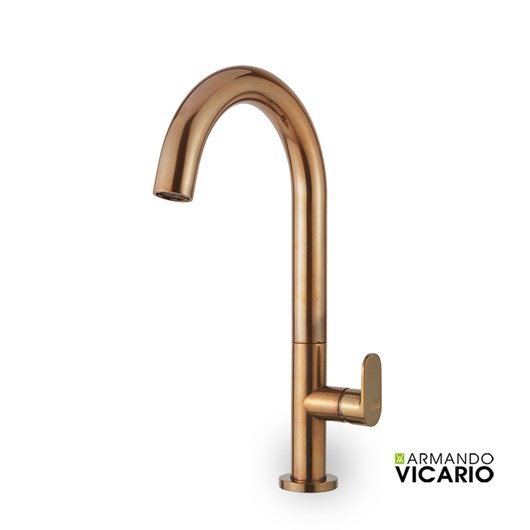 Μπαταρία Νιπτήρα Υψηλή με Βαλβίδα Clic-Clac Slim Vicario natural Brass