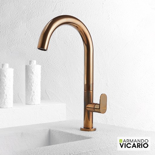 Μπαταρία Νιπτήρα Υψηλή με Βαλβίδα Clic-Clac Slim Vicario natural Brass