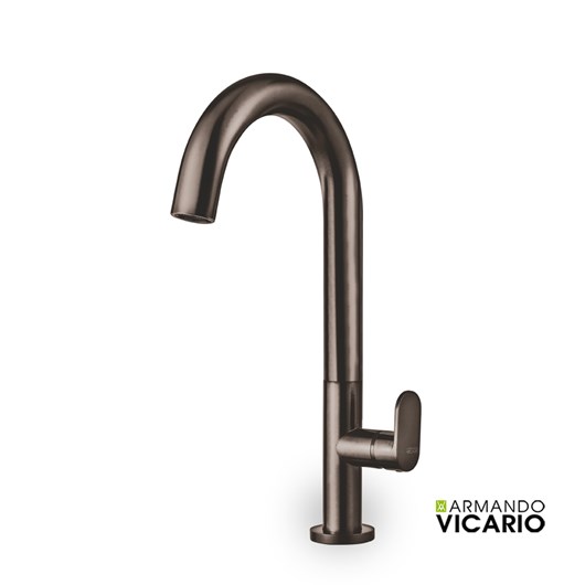 Μπαταρία Νιπτήρα Υψηλή με Βαλβίδα Clic-Clac Slim Vicario Black Brushed