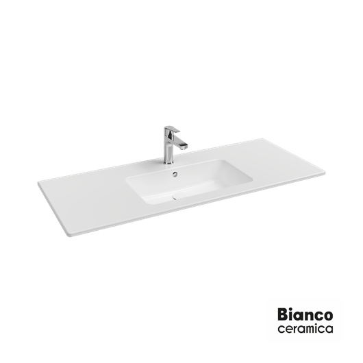 Νιπτήρας Πορσελάνης Flat 121,5x46,5 (1 οπή) Bianco Ceramica White