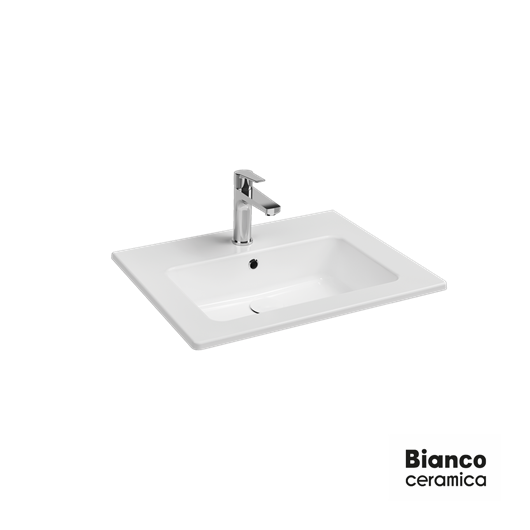 Νιπτήρας Πορσελάνης Flat 62,5x46,5 (1 οπή) Bianco Ceramica White