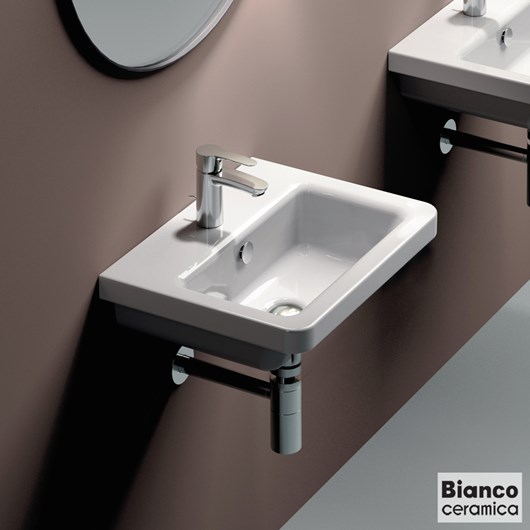 Νιπτήρας Πορσελάνης City 60x45 (1 οπή) Bianco Ceramica White