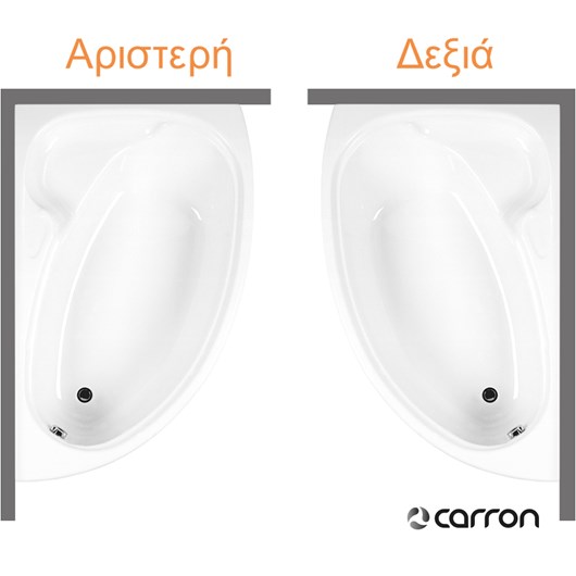 Μπανιέρα Ακρυλική Caronite DOVE 1550x950 Left, Carron Bath White