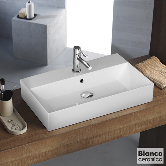 Νιπτήρας Πορσελάνης Tetra n 70x42 (1 οπή) Bianco Ceramica White