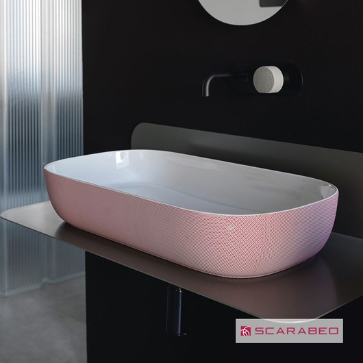 Νιπτήρας Πορσελάνης Glam 56x39 Scarabeo Pois pink