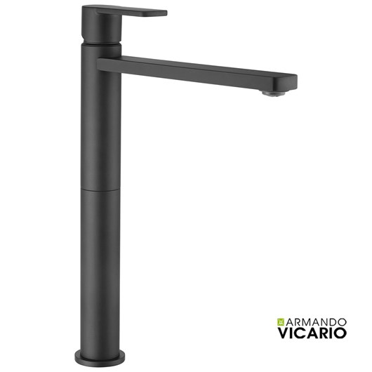 Μπαταρία Νιπτήρα Υψηλή με Βαλβίδα Clic-Clac Glam Vicario Black Matt