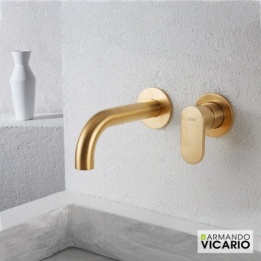 Μπαταρία Νιπτήρα Τοίχου Slim Vicario Brushed Gold