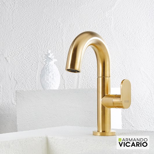 Μπαταρία Νιπτήρα με Βαλβίδα Clic-Clac Slim Vicario Brushed Gold