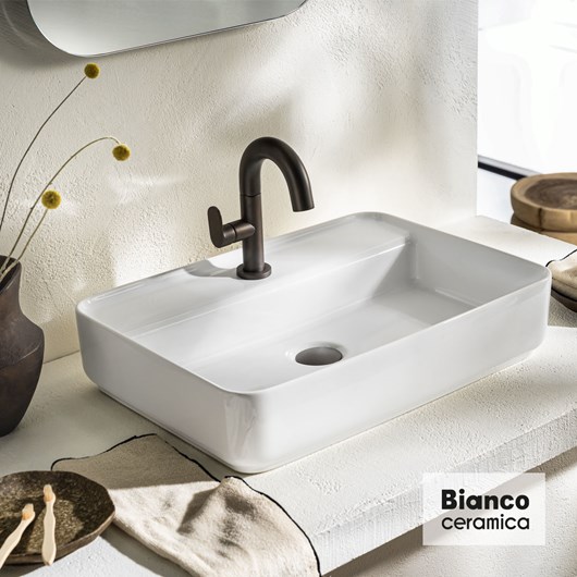 Νιπτήρας Πορσελάνης 55x40 (1 οπή) Bianco Ceramica White