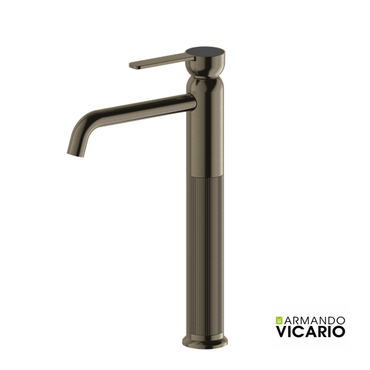 Μπαταρία Νιπτήρα Υψηλή με Βαλβίδα Clic-Clac Lumiere Vicario Black Brushed